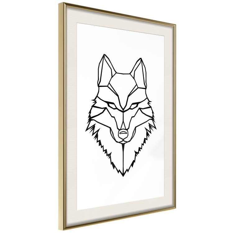 Wall Poster Guardian - black wolf created from geometric figures on a white background 125871 additionalImage 2