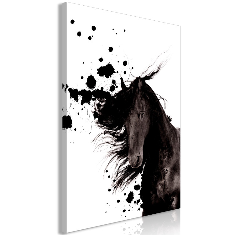 Canvas Bay horse with flowing mane standing at the front - modern abstraction 126871 additionalImage 2