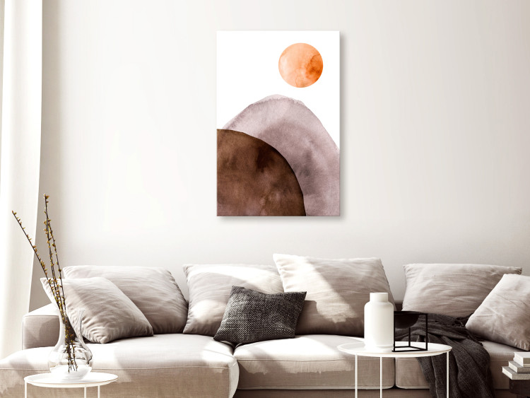 Canvas Moon and Mountains (1-part) vertical - delicate watercolor abstraction 127471 additionalImage 3