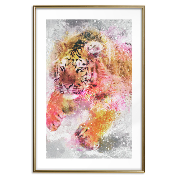 Wall Poster Running Tiger - abstract wild animal running in winter 127871 additionalImage 16