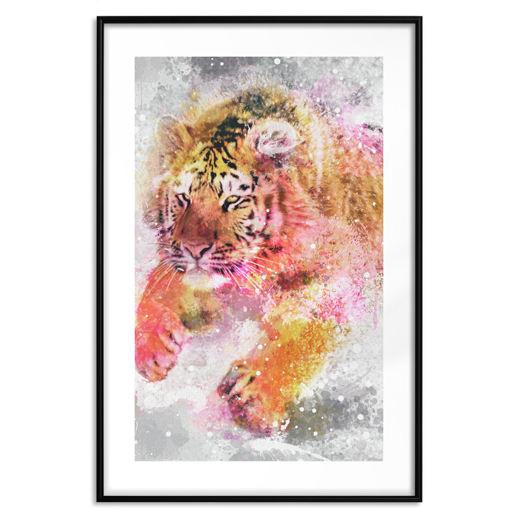 Wall Poster Running Tiger - abstract wild animal running in winter 127871 additionalImage 17