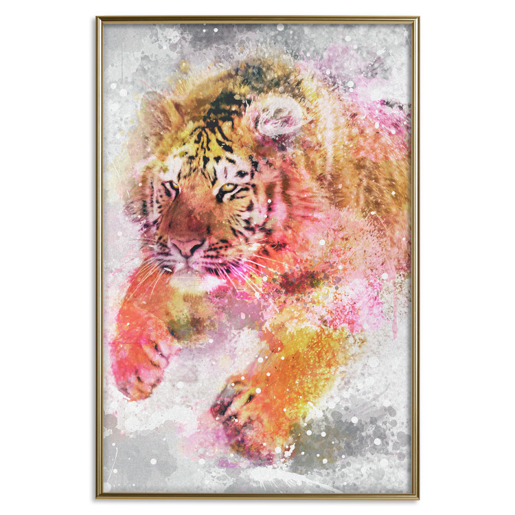 Wall Poster Running Tiger - abstract wild animal running in winter 127871 additionalImage 21