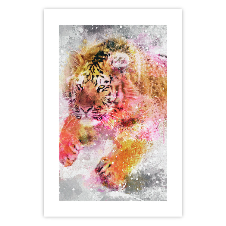 Wall Poster Running Tiger - abstract wild animal running in winter 127871 additionalImage 25