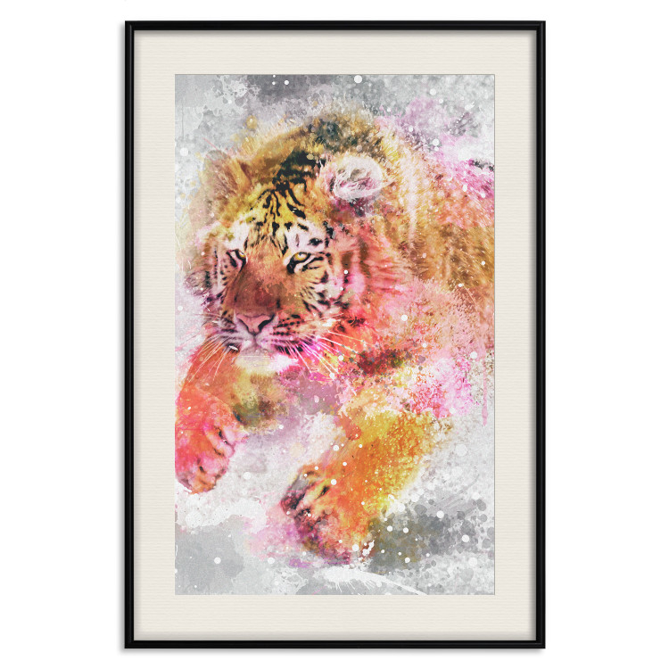 Wall Poster Running Tiger - abstract wild animal running in winter 127871 additionalImage 19
