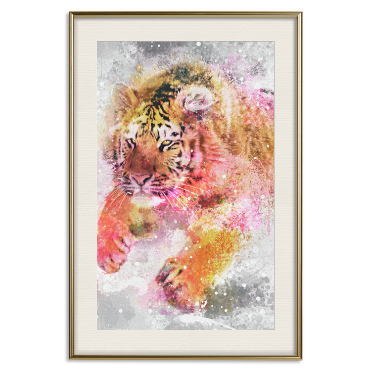 Wall Poster Running Tiger - abstract wild animal running in winter 127871 additionalImage 20
