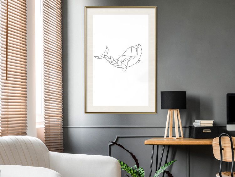 Poster Big Fish - abstract fish line art on contrasting white background 128071 additionalImage 21