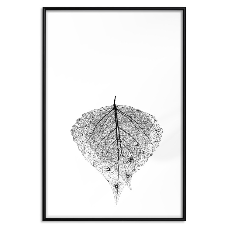 Wall Poster Macro Leaf - black and white leaf texture on a plain white background 129771 additionalImage 16