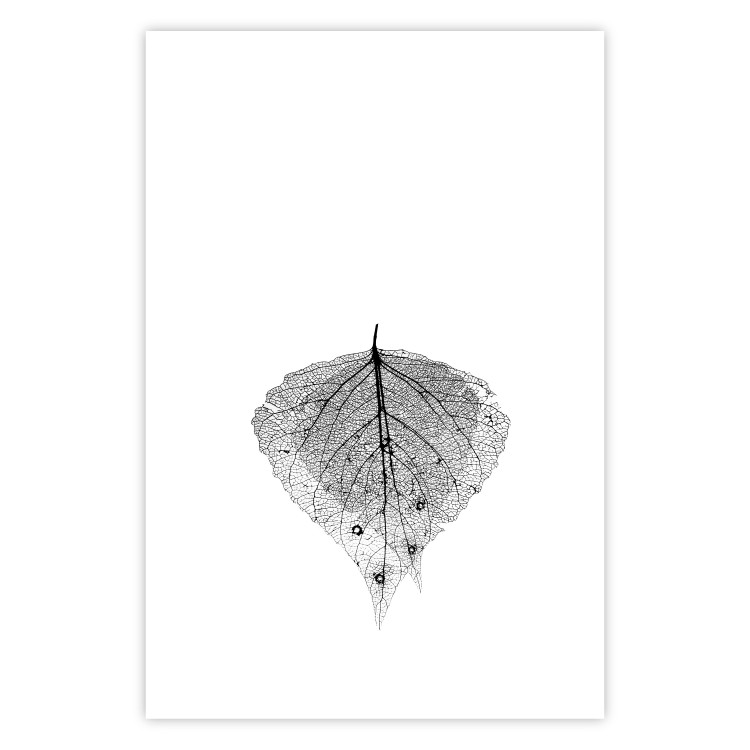 Wall Poster Macro Leaf - black and white leaf texture on a plain white background 129771 additionalImage 19