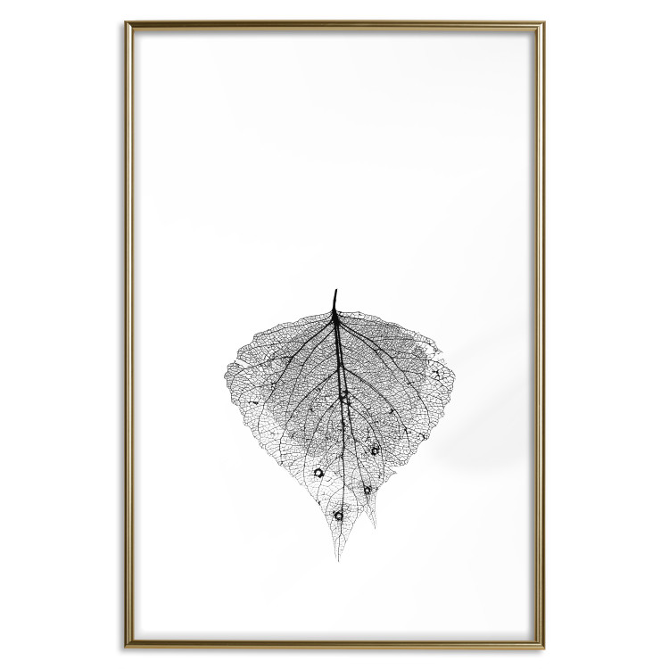 Wall Poster Macro Leaf - black and white leaf texture on a plain white background 129771 additionalImage 14