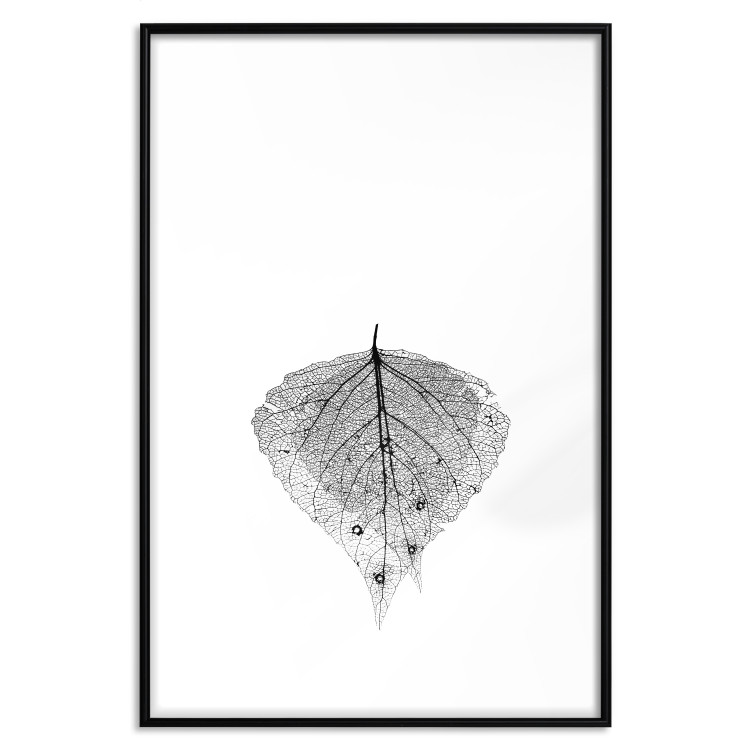Wall Poster Macro Leaf - black and white leaf texture on a plain white background 129771 additionalImage 15