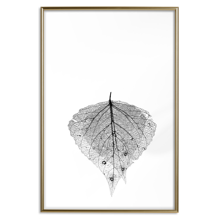 Wall Poster Macro Leaf - black and white leaf texture on a plain white background 129771 additionalImage 17