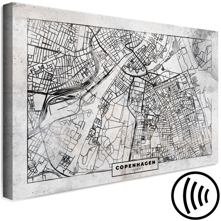 Canvas Art Print Map of Copenhagen - Plan of the Denmark Capital in black and white 135171 additionalImage 6