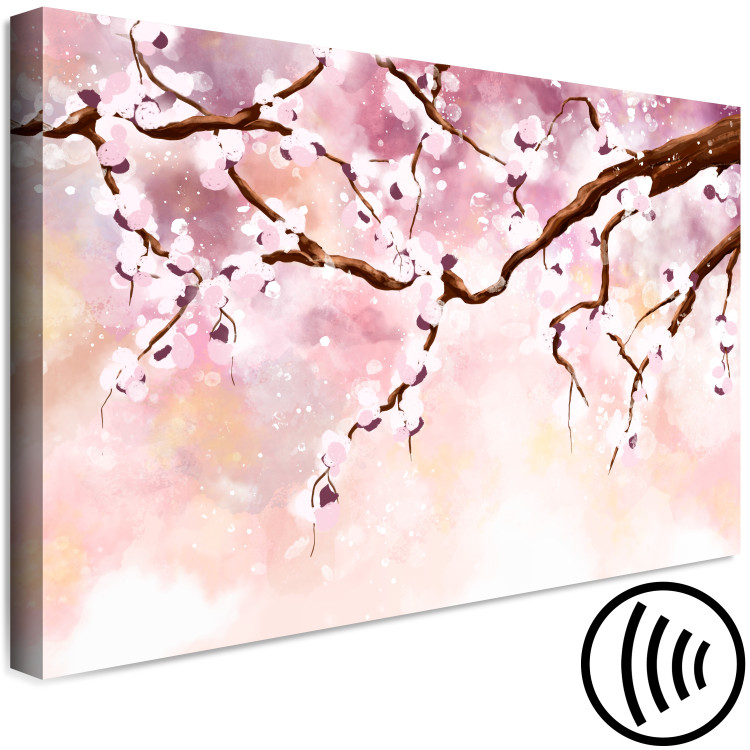 Canvas Print Twig of blooming cherries - illustration with a tree 135771 additionalImage 6