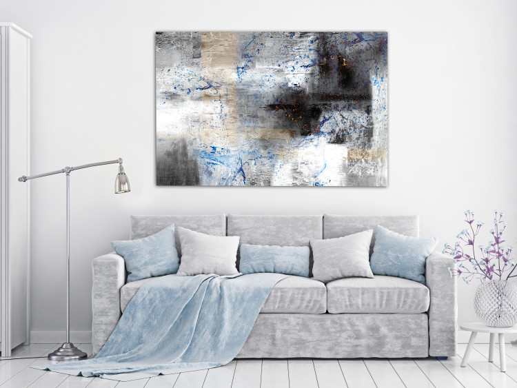 Canvas Print Frost on Windows (1-piece) Wide - abstract gray texture 137871 additionalImage 3