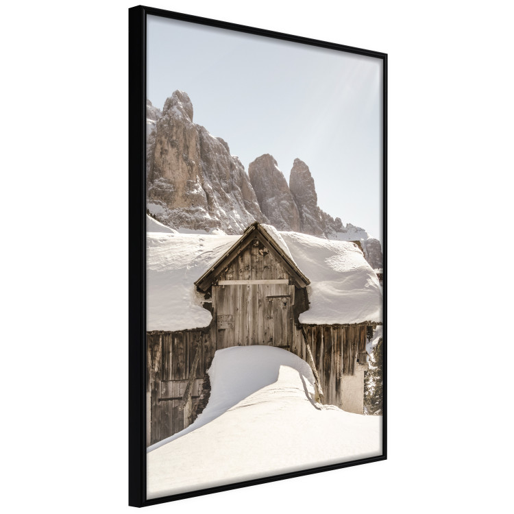 Wall Poster Winter in the Dolomites - small wooden cottage in the mountains covered in snow 137971 additionalImage 3