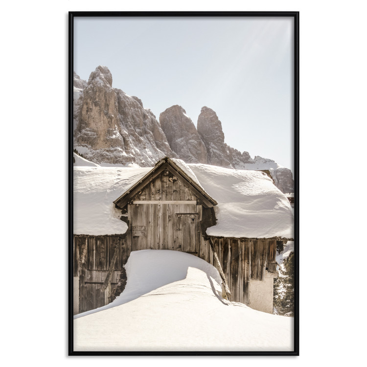 Wall Poster Winter in the Dolomites - small wooden cottage in the mountains covered in snow 137971 additionalImage 10