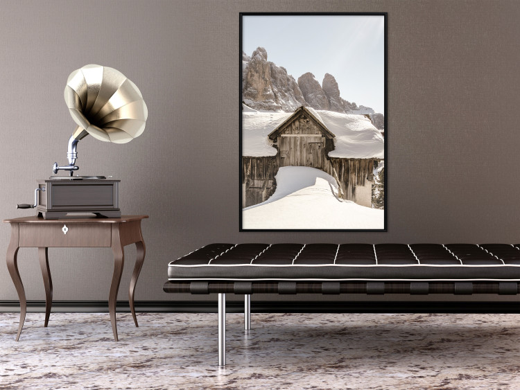Wall Poster Winter in the Dolomites - small wooden cottage in the mountains covered in snow 137971 additionalImage 20