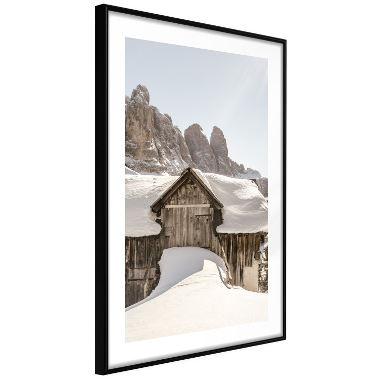 Wall Poster Winter in the Dolomites - small wooden cottage in the mountains covered in snow 137971 additionalImage 5