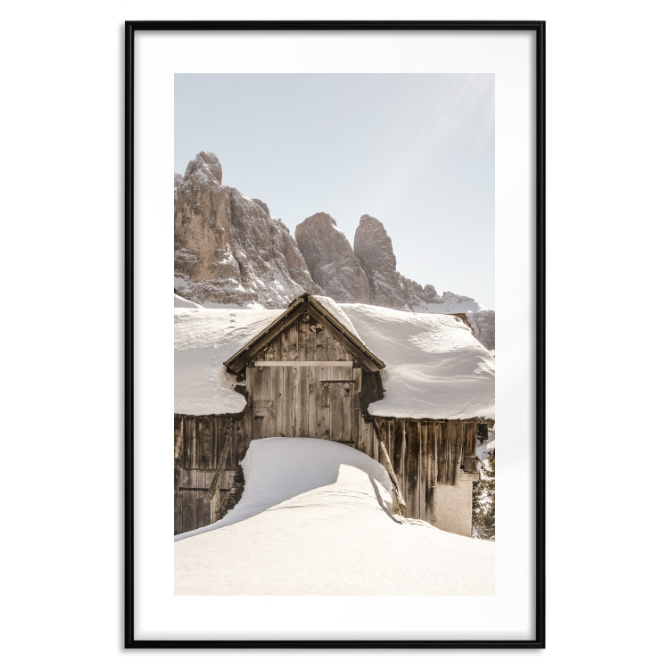 Wall Poster Winter in the Dolomites - small wooden cottage in the mountains covered in snow 137971 additionalImage 14