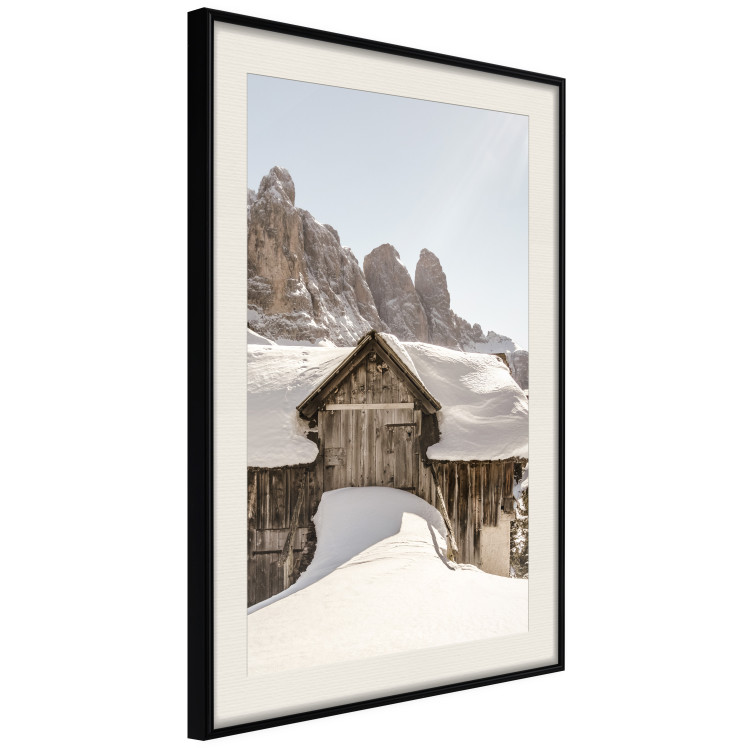 Wall Poster Winter in the Dolomites - small wooden cottage in the mountains covered in snow 137971 additionalImage 8
