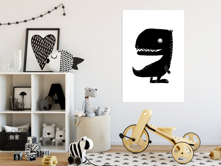 Canvas T-Rex Dinosaur (1-piece) Vertical - black and white drawing for children 143471 additionalImage 3