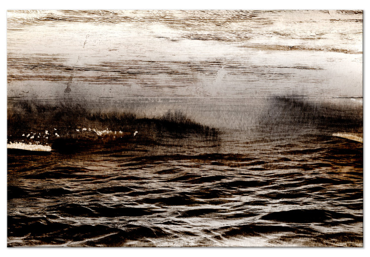 Canvas Print Seascape (1-piece) - sepia waves and bright sky 143871