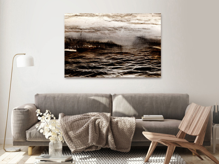 Canvas Print Seascape (1-piece) - sepia waves and bright sky 143871 additionalImage 3
