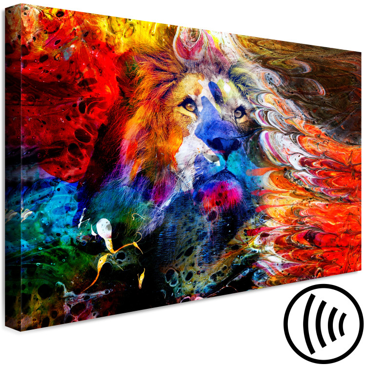 Canvas Art Print African King (1-piece) - lion on a colorful abstract background 144071 additionalImage 6