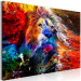 Canvas Art Print African King (1-piece) - lion on a colorful abstract background 144071 additionalThumb 2