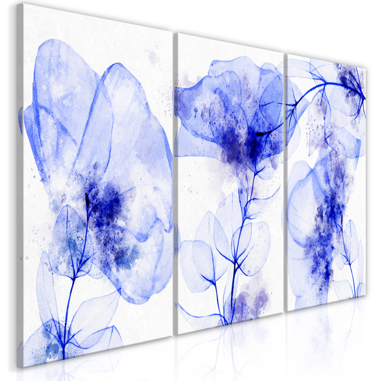 Canvas Print Blue Flowers (3-piece) - plants painted with watercolors and ink 145171 additionalImage 2