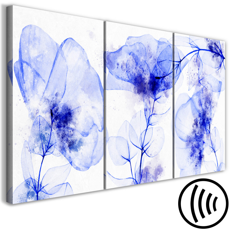 Canvas Print Blue Flowers (3-piece) - plants painted with watercolors and ink 145171 additionalImage 6