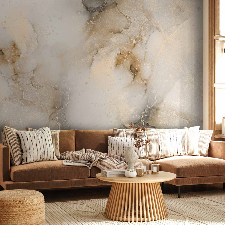 Photo Wallpaper Marble Impression - Elegant Abstraction in Gold and Beige 148771