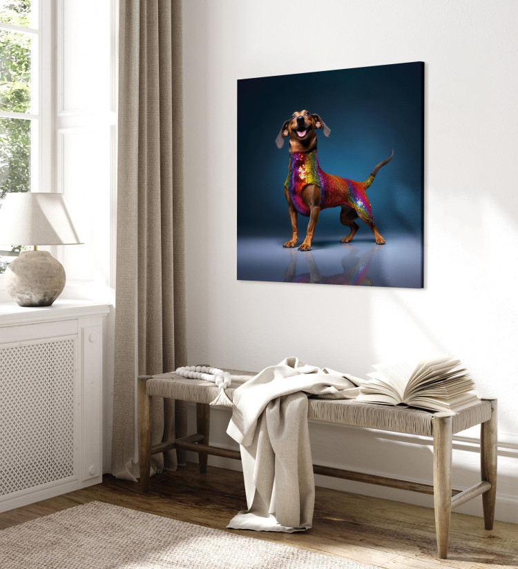 Canvas AI Dachshund Dog - Smiling Animal in Colorful Disguise - Square 150271 additionalImage 4