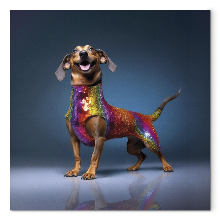 Canvas AI Dachshund Dog - Smiling Animal in Colorful Disguise - Square 150271