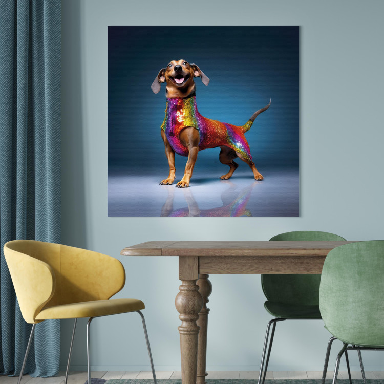 Canvas AI Dachshund Dog - Smiling Animal in Colorful Disguise - Square 150271 additionalImage 3