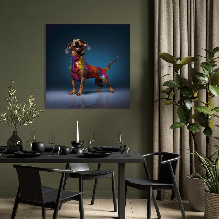 Canvas AI Dachshund Dog - Smiling Animal in Colorful Disguise - Square 150271 additionalImage 5