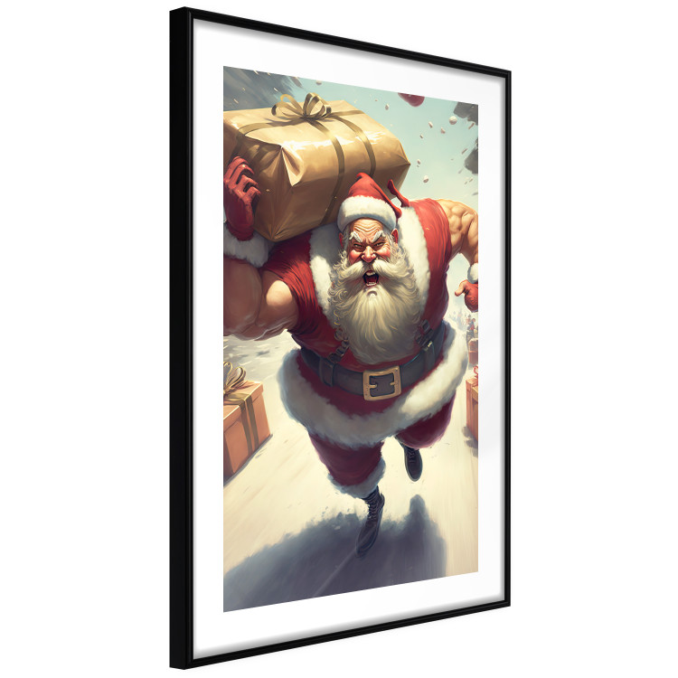 Wall Poster Christmas Madness - A Muscular Santa Claus Carrying a Gift 151871 additionalImage 7