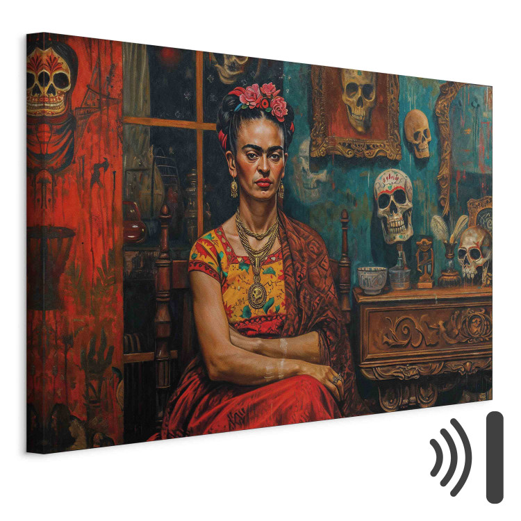 Canvas Print Frida Kahlo - Composition With the Painter Sitting in a Room With Skulls 152271 additionalImage 8