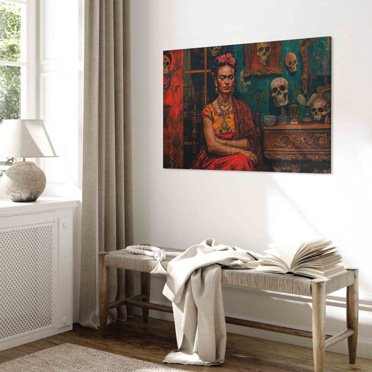Canvas Print Frida Kahlo - Composition With the Painter Sitting in a Room With Skulls 152271 additionalImage 10