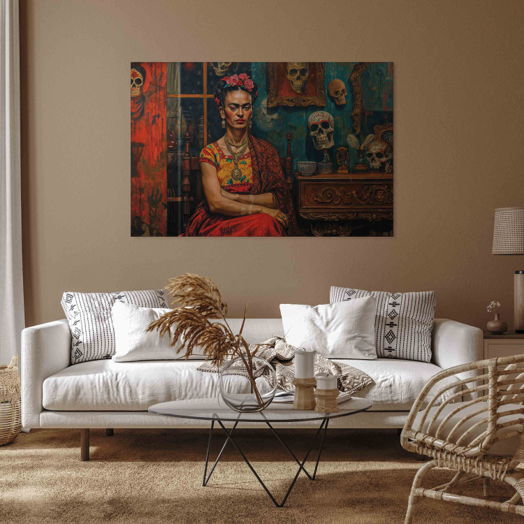 Canvas Print Frida Kahlo - Composition With the Painter Sitting in a Room With Skulls 152271 additionalImage 3