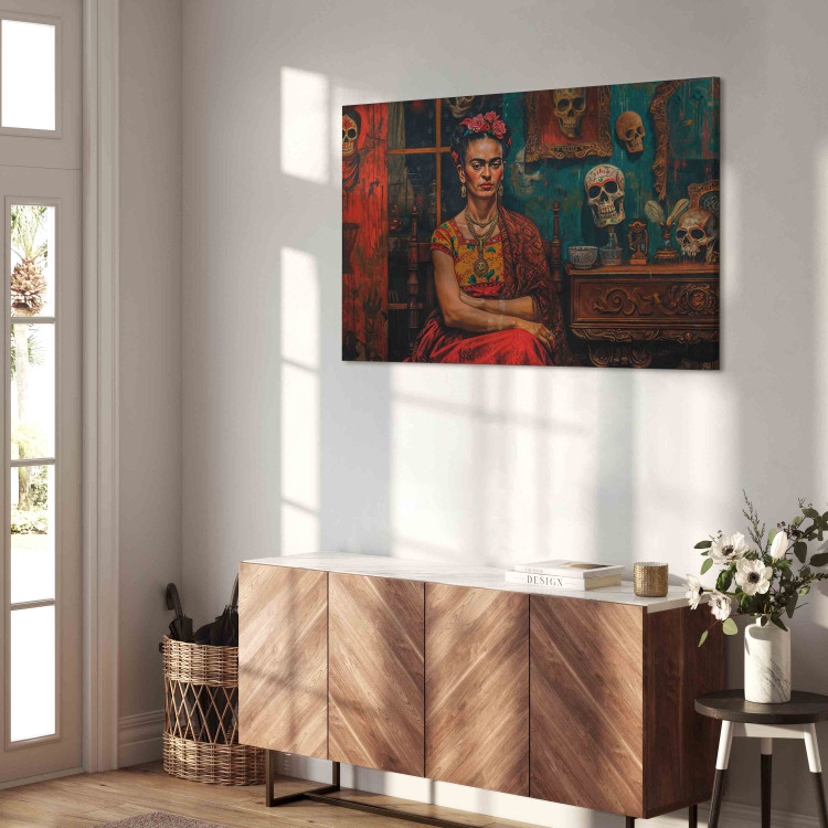 Canvas Print Frida Kahlo - Composition With the Painter Sitting in a Room With Skulls 152271 additionalImage 5