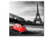 Canvas Red car and the Eiffel Tower 50471