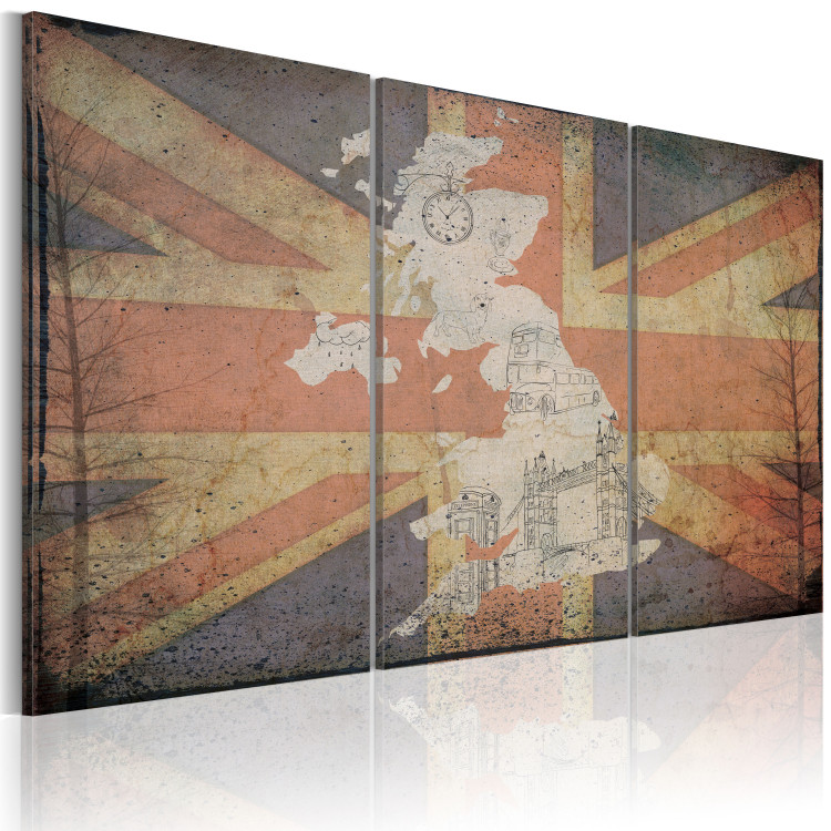 Canvas Print Map of Great Britain - triptych 55371 additionalImage 2