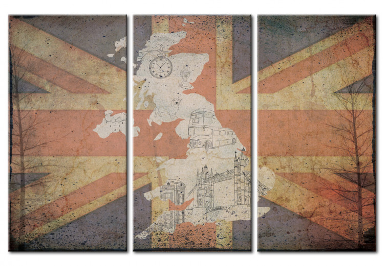 Canvas Print Map of Great Britain - triptych 55371