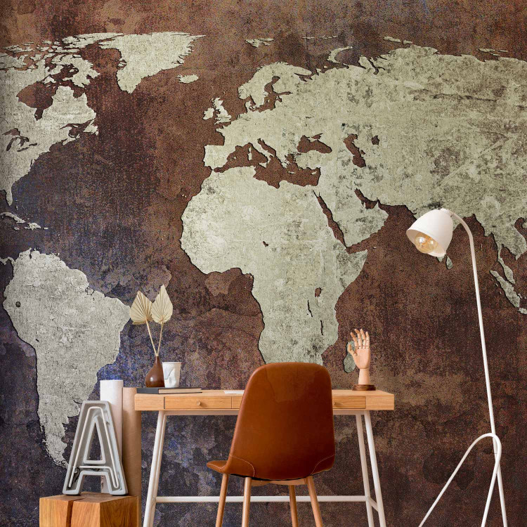 Photo Wallpaper Iron Continents - World Map in Bronze with Textured Continents 60071 additionalImage 4