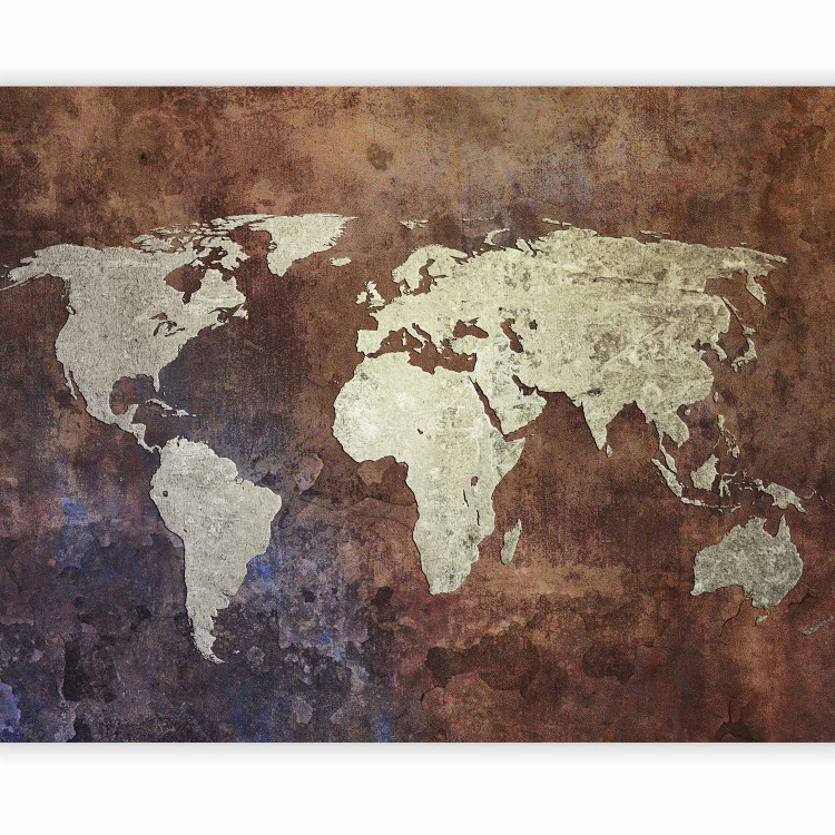 Photo Wallpaper Iron Continents - World Map in Bronze with Textured Continents 60071 additionalImage 1