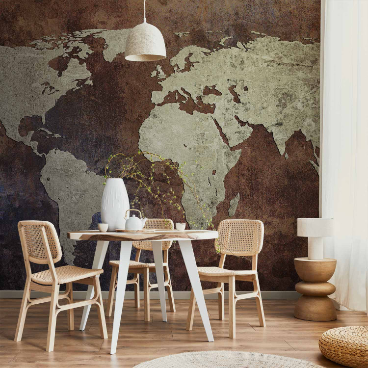 Photo Wallpaper Iron Continents - World Map in Bronze with Textured Continents 60071 additionalImage 6