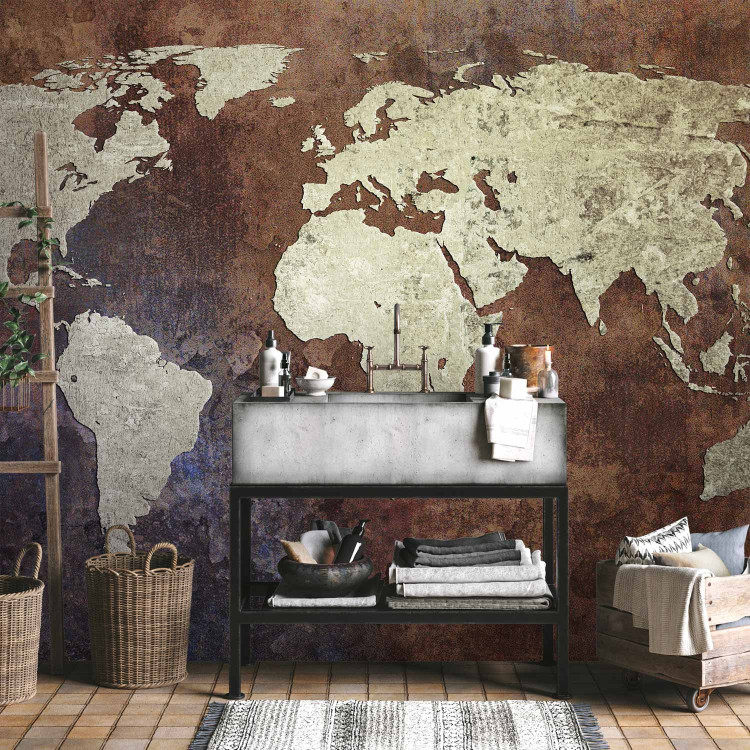 Photo Wallpaper Iron Continents - World Map in Bronze with Textured Continents 60071 additionalImage 8