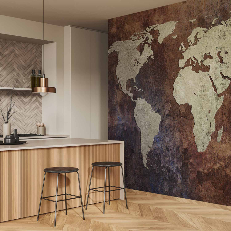 Photo Wallpaper Iron Continents - World Map in Bronze with Textured Continents 60071 additionalImage 7