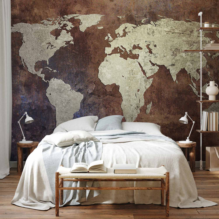 Photo Wallpaper Iron Continents - World Map in Bronze with Textured Continents 60071 additionalImage 2
